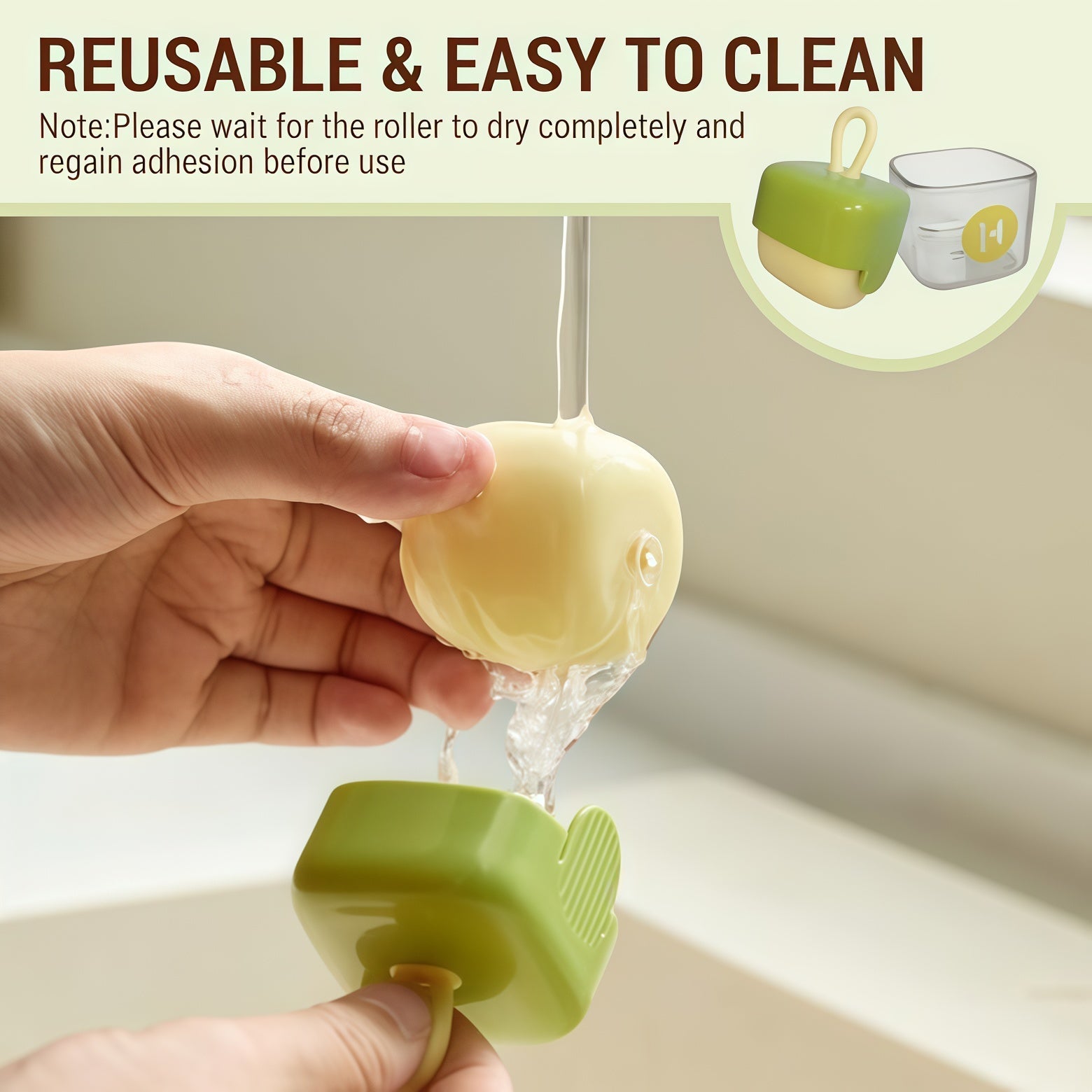 【BUY 1 GET 1 FREE】Mini Lint Roller,Washable Sticky Roller Reusable Lint Remover Portable Pet Hair Remover for Clothes,Travel Household,