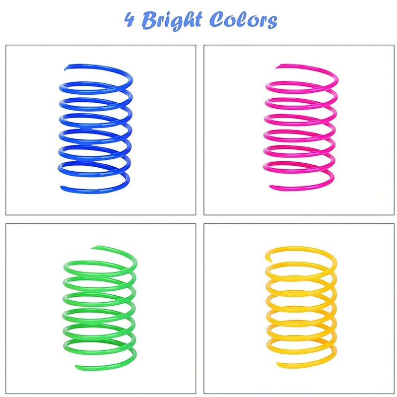 Cat Colorful Spiral Springs Cat Creative Toys for Kitten Birthday, Durable Heavy Plastic Interactive Acc to Kill Time and Keep Fit for Swatting, Biting, Hunting Kitten