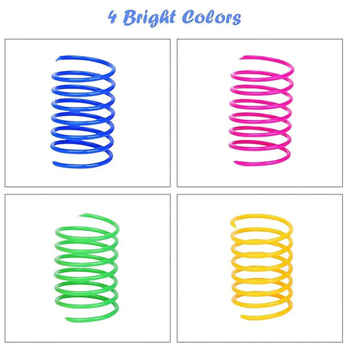 Cat Colorful Spiral Springs Cat Creative Toys for Kitten Birthday, Durable Heavy Plastic Interactive Acc to Kill Time and Keep Fit for Swatting, Biting, Hunting Kitten