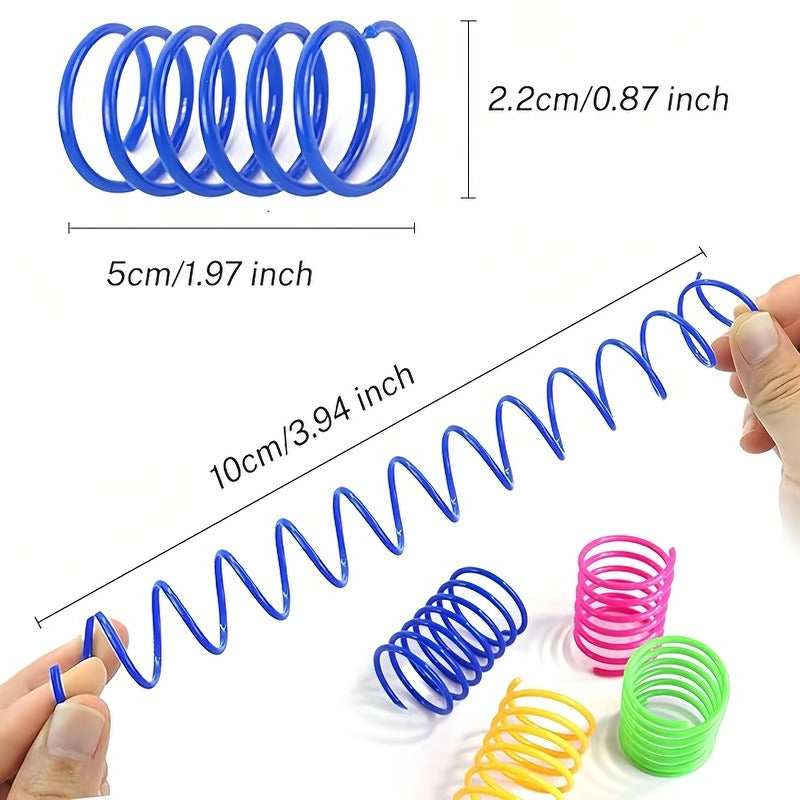 Cat Colorful Spiral Springs Cat Creative Toys for Kitten Birthday, Durable Heavy Plastic Interactive Acc to Kill Time and Keep Fit for Swatting, Biting, Hunting Kitten