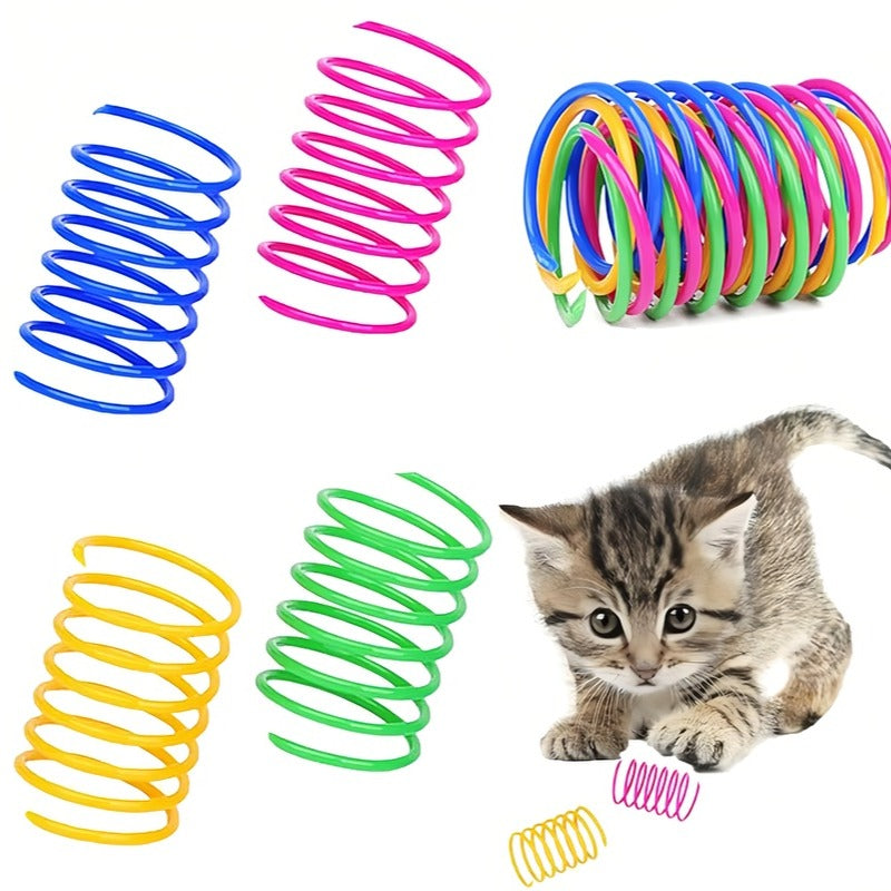 Cat Colorful Spiral Springs Cat Creative Toys for Kitten Birthday, Durable Heavy Plastic Interactive Acc to Kill Time and Keep Fit for Swatting, Biting, Hunting Kitten