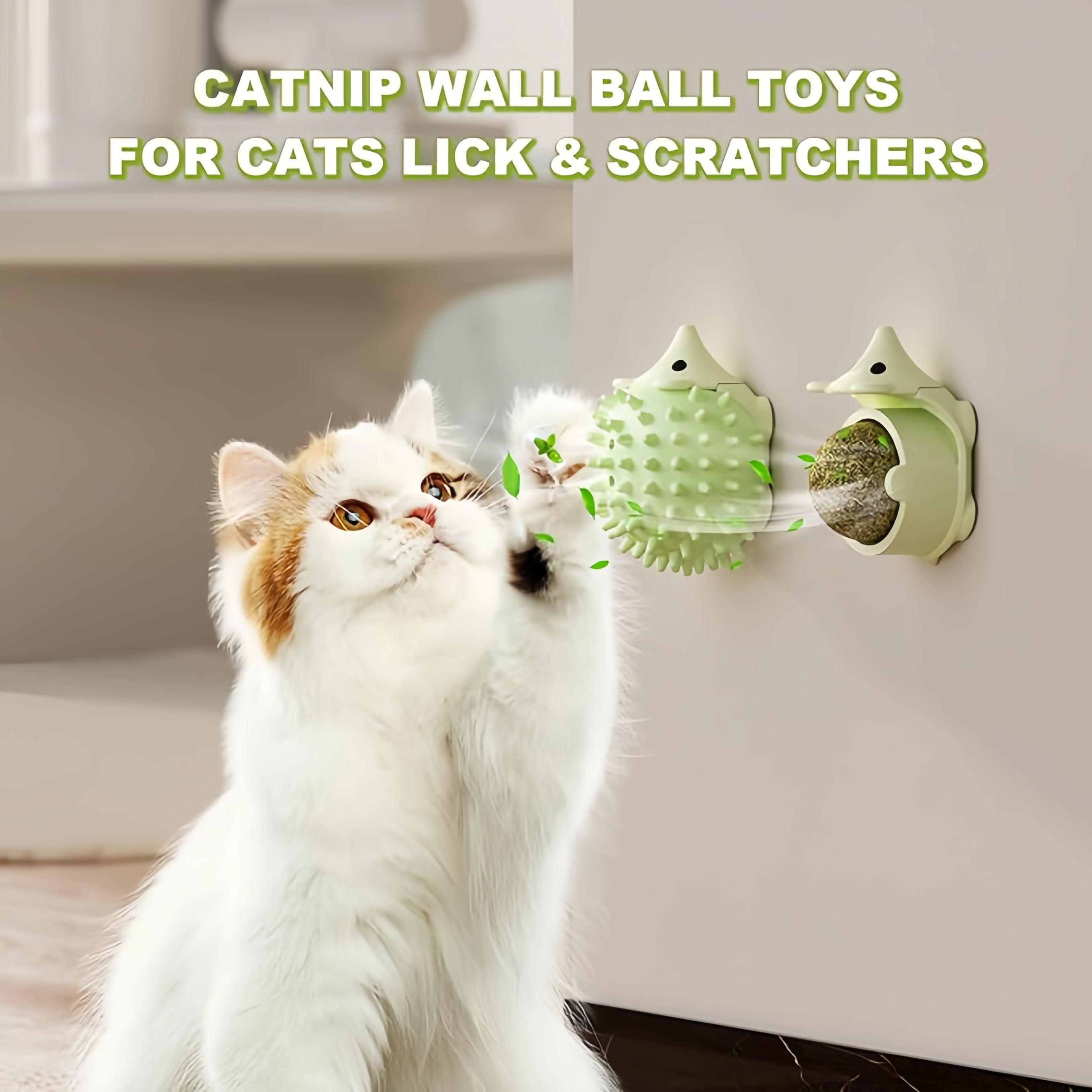 2 IN 1  Catnip Ball Toys, Edible Refillable Catnip Toys for Cats, Healthy Teeth Cleaning Dental Cat Toys for Indoor Cats