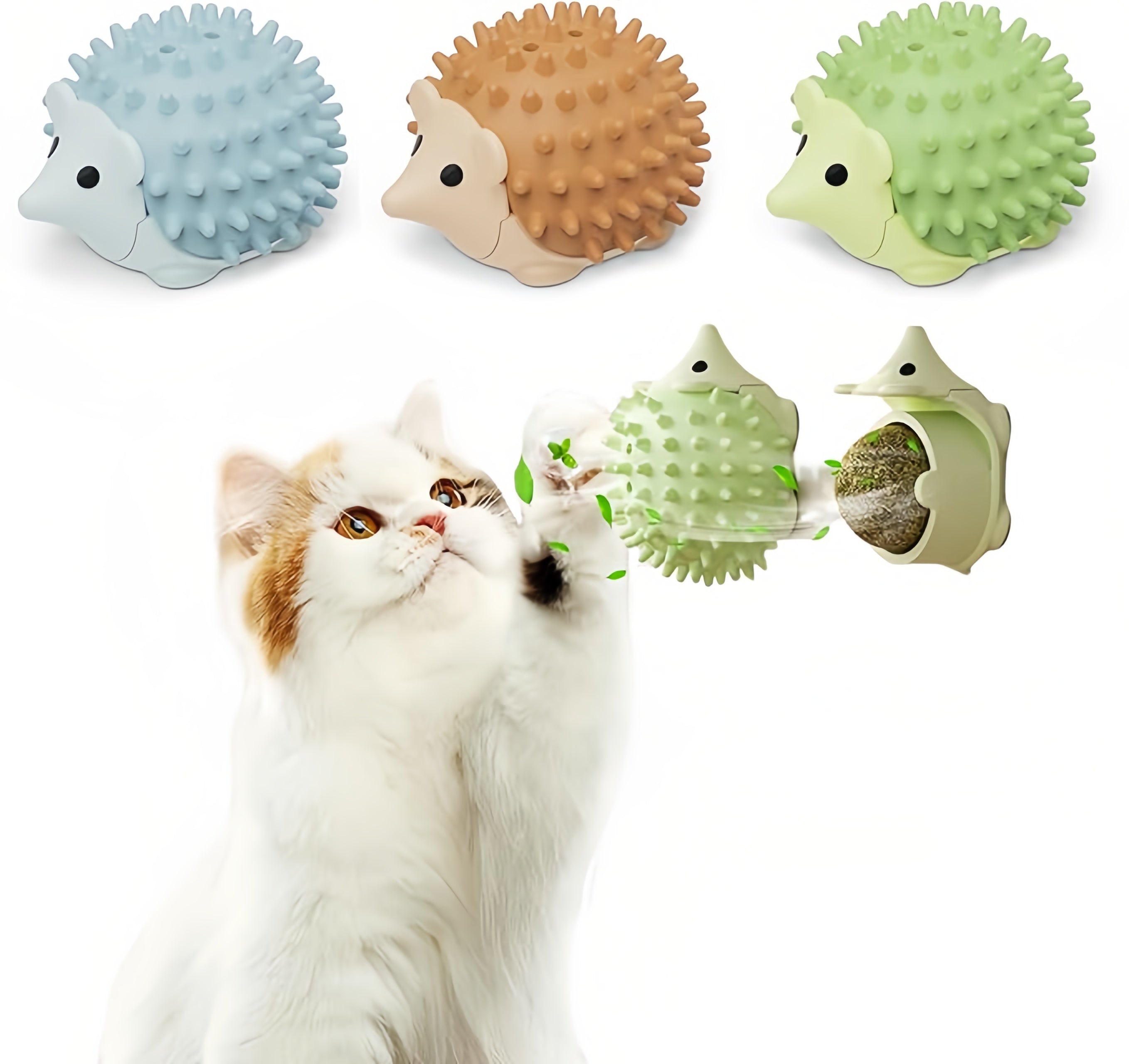 2 IN 1  Catnip Ball Toys, Edible Refillable Catnip Toys for Cats, Healthy Teeth Cleaning Dental Cat Toys for Indoor Cats
