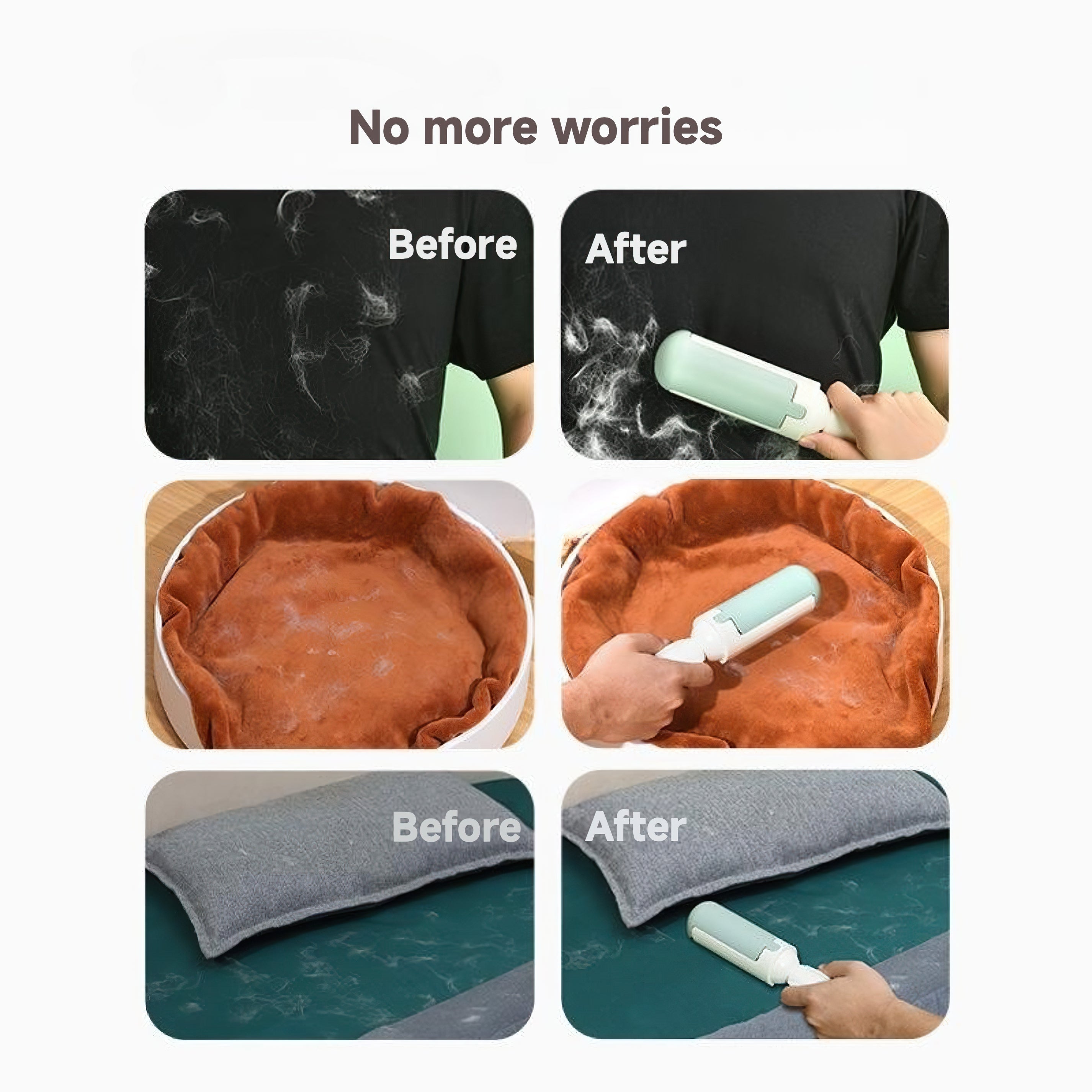 Roller Pet Hair Remover - Cat and Dog Hair Remover for Furniture, Couch, Carpet, Clothing and Bedding - Portable, Multi-Surface Fur Removal Tool