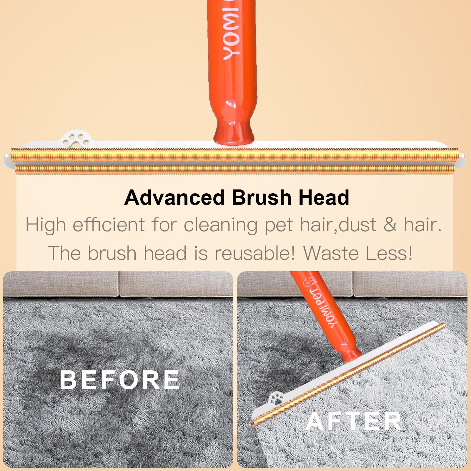 Pet Hair Removal Tool for Carpets Reusable Dog Cat Hair Scraper Single Item for Rugs Mats Efficient Pet Hair Remover - Shedding Grooming Kit - Sheddingblade