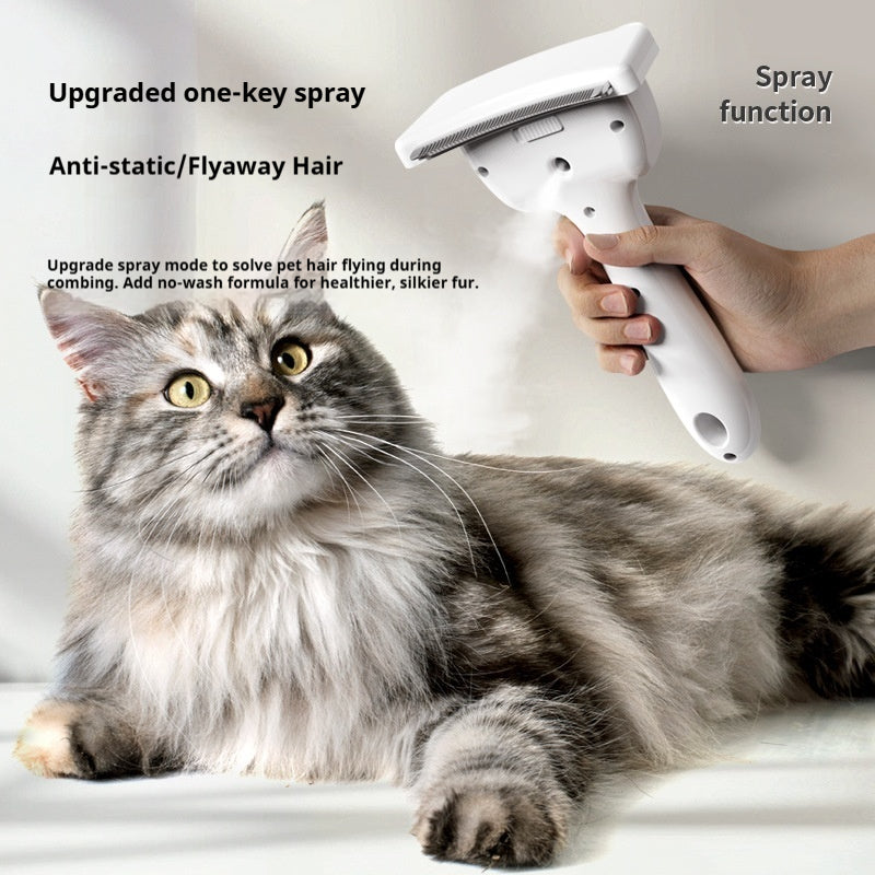 Pet hair cleaning tool, with its own spray cleaning a wide curved lower brush, easy to remove pet hair, loose hair remover for dogs and cats (white)