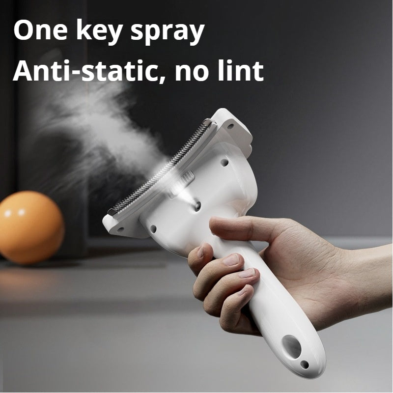 Pet hair cleaning tool, with its own spray cleaning a wide curved lower brush, easy to remove pet hair, loose hair remover for dogs and cats (white)